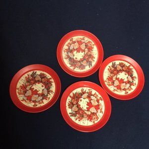 Vintage 4 Tin Coasters Christmas Music Silent Night 3.5" Round